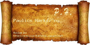Paulics Harkány névjegykártya